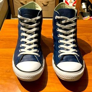 Blue Faux Leather Hi-Top Chuck Taylor All Stars Size 9